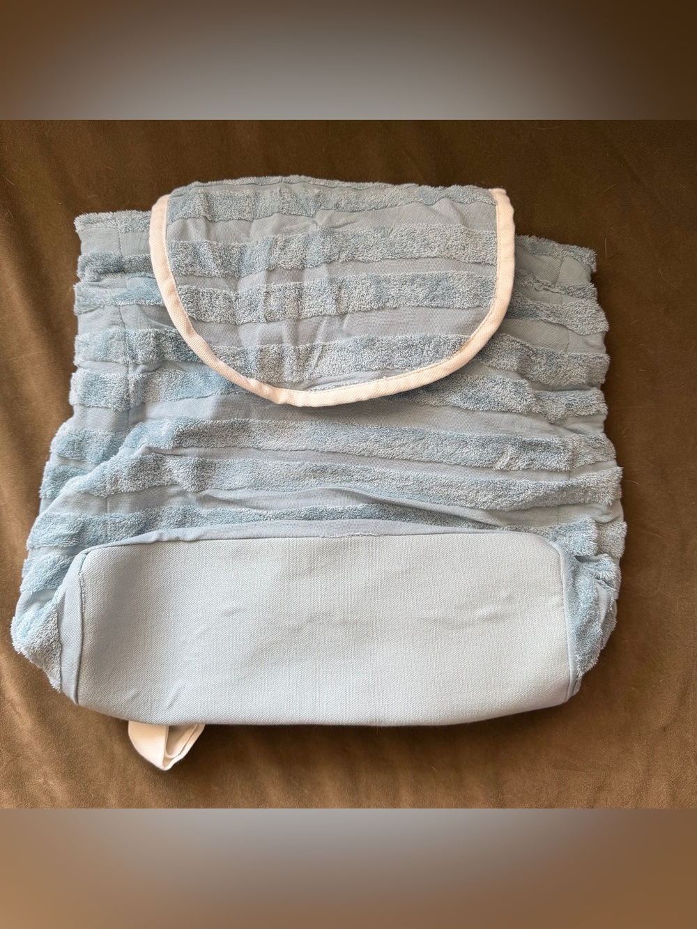 Light Blue Textured Women’s Backpack - Soft Stripe Design